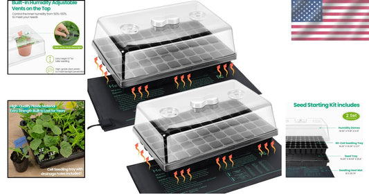 Heavy Duty Seedling Starter Kit with Heat Mats - Perfect for Herbs & Vegetables