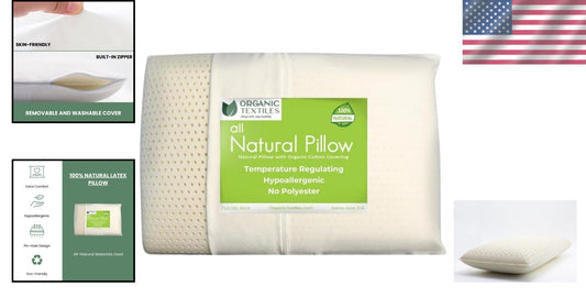 Breathable King Size Natural Latex Pillow with Organic Cotton - Neck Pain Relief