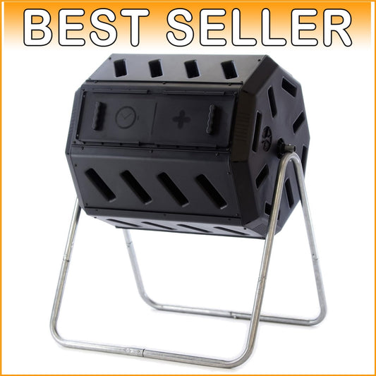 Durable Rotating Compost Tumbler with Two Chambers - Perfect for Organic Waste