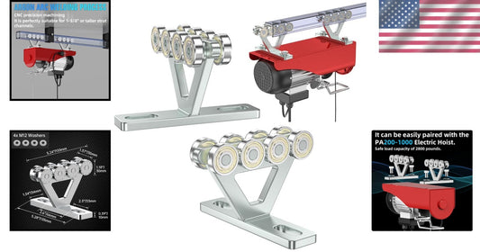 Heavy Duty 8 Wheel Roller Trolley - Easy Install for Electric Hoist Applications