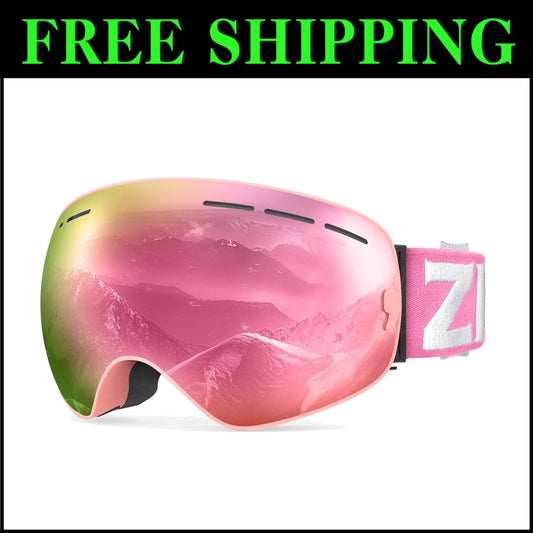 Lightweight Ski Goggles with Panoramic View - Stylish OTG Design for Snow Sports