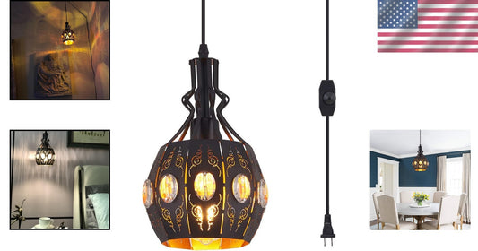 Elegant Plug-in Dimmable Pendant Light - Vintage Industrial Style Fixture
