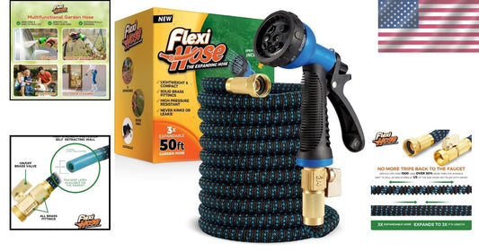 Durable 50FT Expandable Hose with Ergonomic 8-Function Nozzle for Easy Gardening