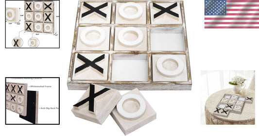Eco-Friendly 12.6-Inch Tic Tac Toe Game - Rustic Decor for Home & Parties