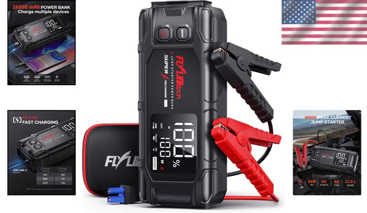 Fast Charging 8000A Automotive Jump Starter with LED Display & Safety Features
