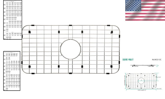 Durable 25" x 12-7/8" Kitchen Sink Grid - Center Drain & Scratch Resistant
