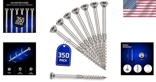 Bulk 350-Pack of 2.5-Inch Stainless Steel Deck Screws - Easy Torx Installation