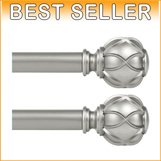 Elegant Telescoping Curtain Rod Set in Antique Silver - 28 to 48 Inch Adjustable