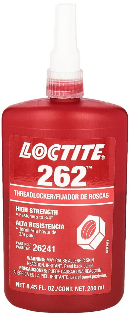 Red 262 Thread Locker - 24-Hour Cure, 250 mL, For High-Performance Metal Use