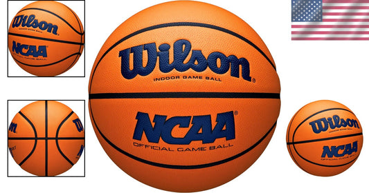 Official NCAA Indoor Game Basketball - Size 7, Navy/Orange - 29.5" Diameter