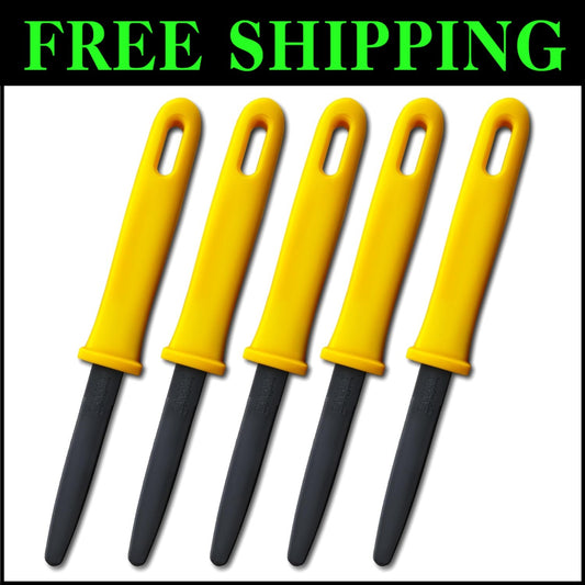 7.5-Inch Yellow Cardboard Cutter Set - Safety Design and Non-Stick Blade, 5 Pack