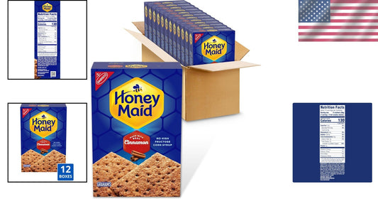 12 Boxes of Crunchy Cinnamon Graham Crackers - Perfect Snack for Kids and Adults