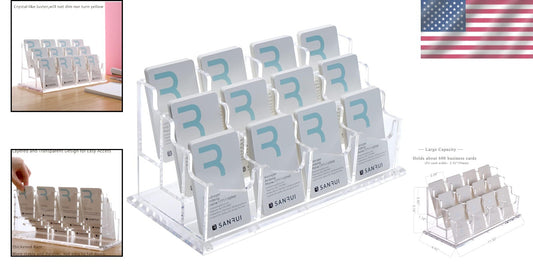 Elegant 3-Tier Acrylic Business Card Holder - Clear Display for Professionals