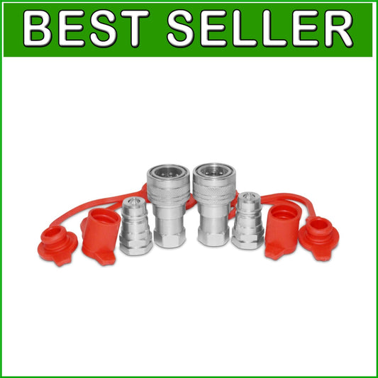 High-Performance 3/8” Hydraulic Couplers - Poppet Valve & Fast Connect, 2 Packs