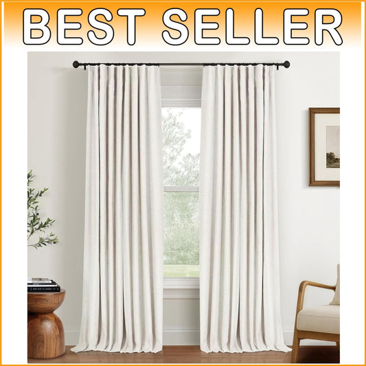 100% Blackout Curtains - Thermal Insulated 102" Beige Drapes (2 Panels)