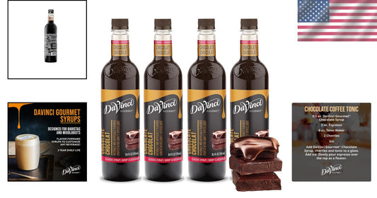 Classic Chocolate Syrup (4x25.4 Fl Oz) for Beverages & Dessert Pleasure