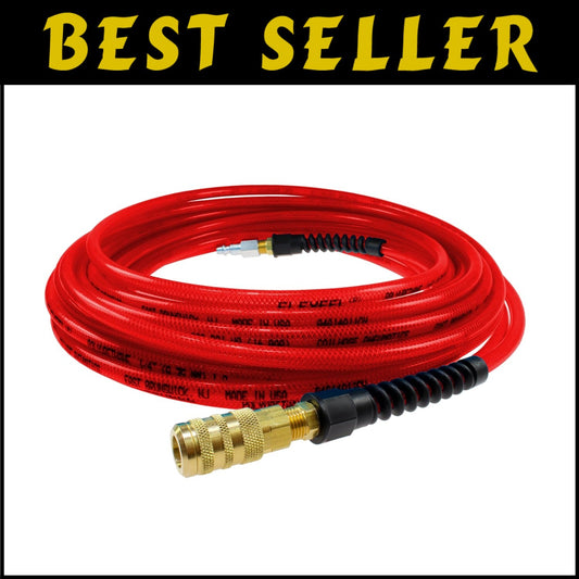 Reinforced Polyurethane 1/4" Air Hose - 100' with Industrial Coupler & Connector