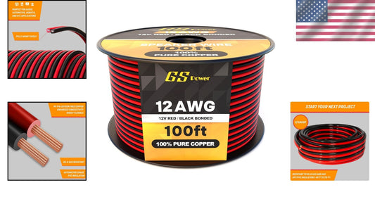 12 Gauge Wire 100ft - Premium Stranded Copper for Audio & Automotive Use