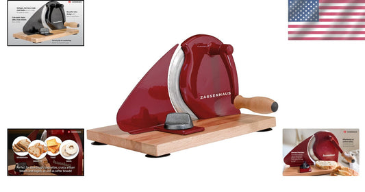 Precision Manual Bread Slicer with Stainless Steel Blade - Classic Red Design