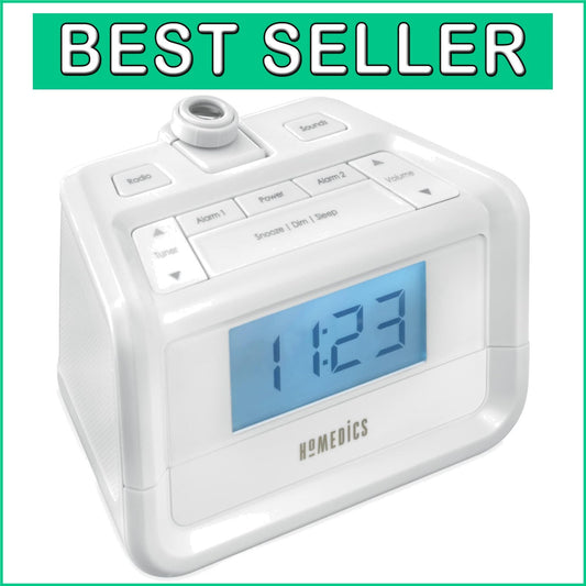 Dual Alarm Digital FM Clock Radio with LED Projection and White Noise Machine