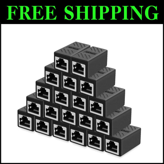 20-Pack Shielded RJ45 Couplers - Female to Female, Ideal for Extended Ethernet