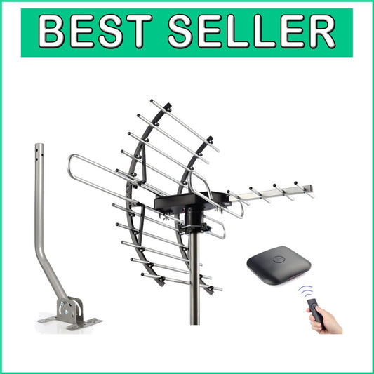 360-Degree Rotating Outdoor HD Antenna - 200 Miles with Mounting Pole Included