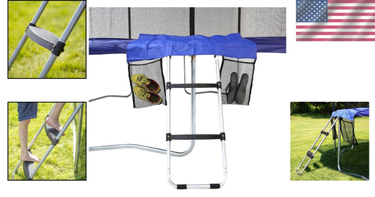 Extra Wide Textured Step Ladder Accessory for Safe Trampoline Access - Blue
