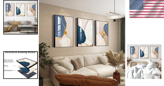Abstract Wall Art Set of 3 - Large Framed Canvas for Living Room Aesthetics