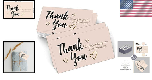 Personalized 600 Count Thank You Cards with Elegant Gold Foil for Small Business