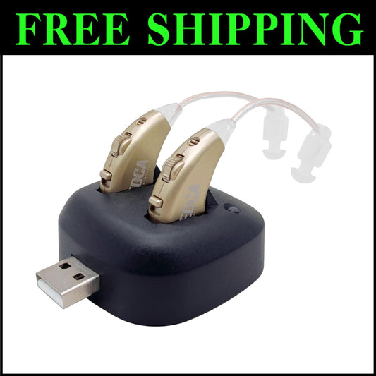 Lightweight BTE Personal Sound Amplifier Set - USB Rechargeable, All-Day Comfort