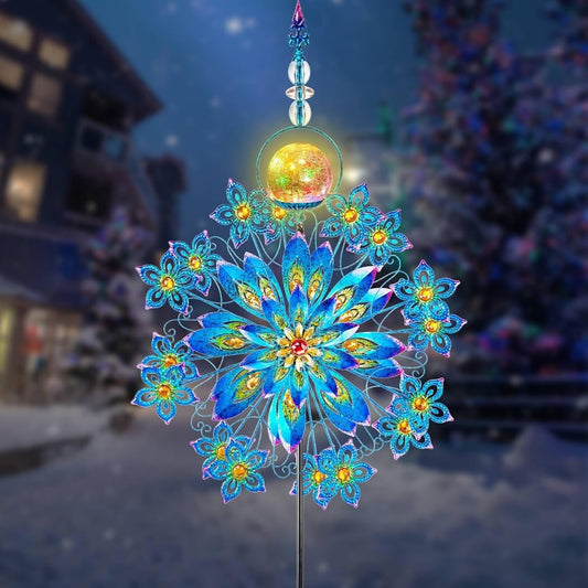 Eco-Friendly Outdoor Solar Wind Spinner with Colorful Glass Ball - 75 Inch