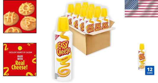 12 Pack 8 oz Cheddar Cheese Spray - Authentic Flavor, No Refrigeration Needed