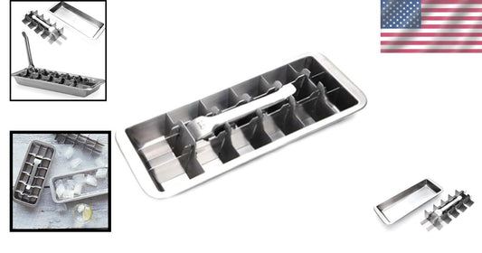 Vintage 18/8 Stainless Steel Ice Cube Tray - 18 Slot Dishwasher Safe Design