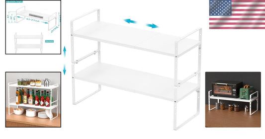 Expandable 2-Pack Heavy-Duty Steel Kitchen Organizer Rack - Adjustable Design