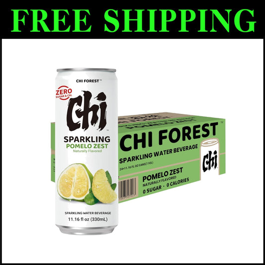 All-Natural Pomelo Sparkling Water - 24 Pack of 11.16 oz Cans, Zero Calories