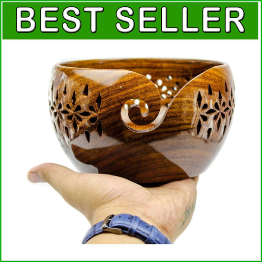 Large Round Yarn Storage Bowl in Solid Rosewood – Ideal for Knitting & Crochet