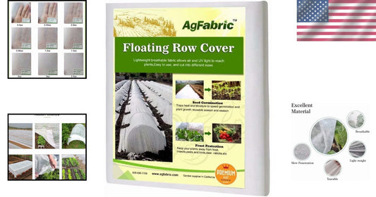 Breathable White Plant Covers for Vegetables - Frost & Sun Protection 10'x100'