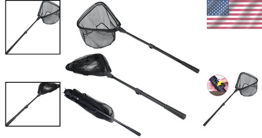 Folding Fishing Net with Triangular Hoop - Perfect for Freshwater & Saltwater