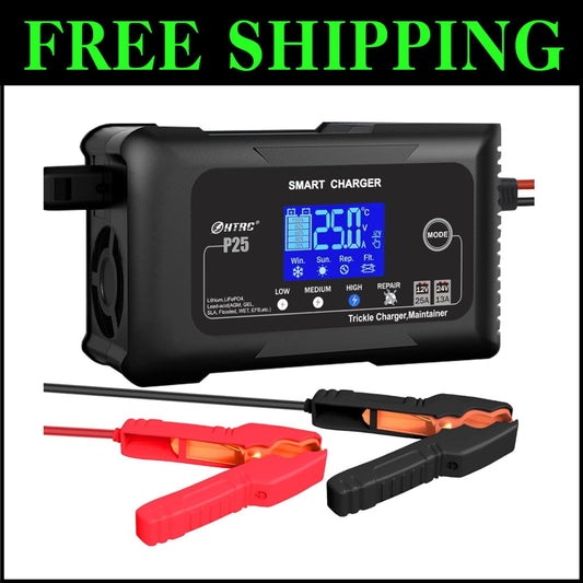 Rapid 25-Amp Smart Trickle Charger: Safe Battery Maintenance for Every Vehicle