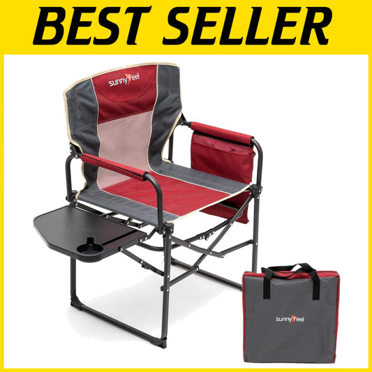 Portable Red Directors Chair with Side Pocket – Perfect for Camping & Concerts