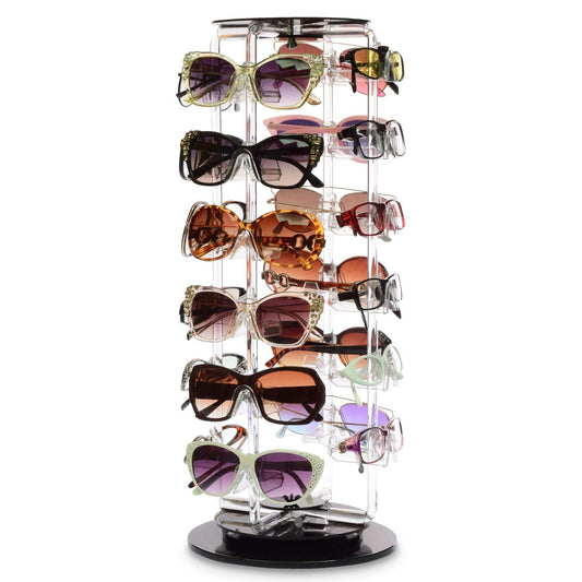 High-Capacity Clear Acrylic Sunglasses Rack for 24 Pairs - Stylish Organizer