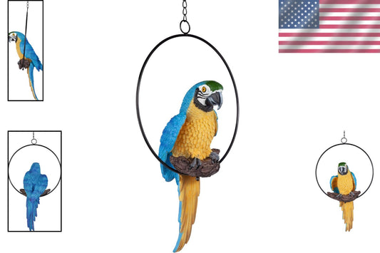 Charming Polly Parrot on Metal Ring - A Tropical Decor Statement, 14"