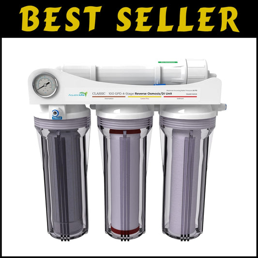 Carbon Plus 4-Stage RO/DI Water Filter System with Built-in Monitor - 100 GPD