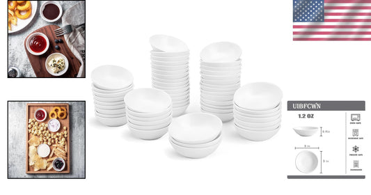 Attractive and Practical White Ceramic Sauce Bowls – 55 Piece Set for Gifting