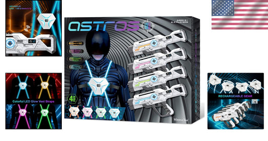 High-Tech Rechargeable Laser Tag Set with Adjustable LED Vests - For Team Play