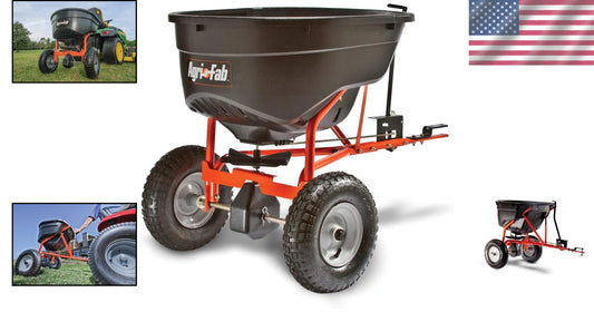 Lawn Care Revolution: 130 lb Tow-Behind Spreader with Direct Control from Seat