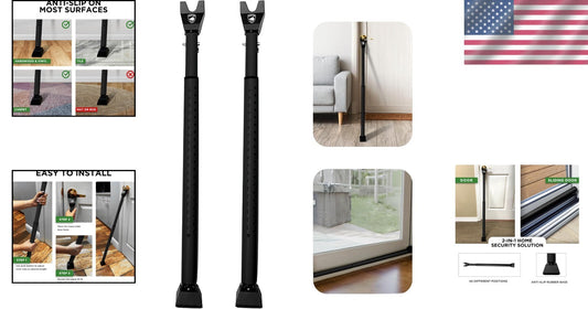 2-in-1 Adjustable Door Jammer & Security Bar - 40 Positions, 300 lbs Capacity