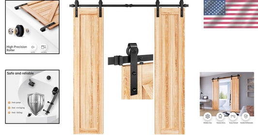 Durable 6FT Double Door Heavy-Duty Barn Door Hardware Track - Perfect for Aisles