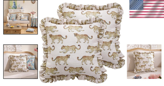 Elegant 18x18 Animal Print Throw Pillow Covers with Luxury Pendants - Set of 2