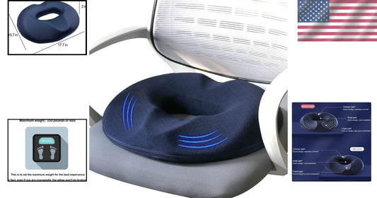 Breathable Large Donut Pillow for Tailbone & Pregnancy Pain - 17.4" Navy Cushion